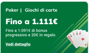 Welcome Bonus Poker e Giochi di Carte